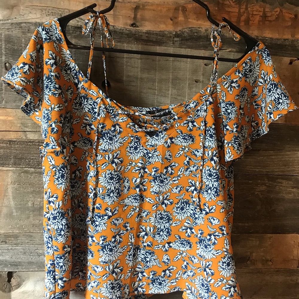 Topshop off the shoulder lace up top